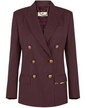 Elisabetta Franchi Peaked-Lapel Double-Breasted Blazer - Brown