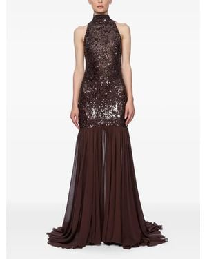 Atu Body Couture Sequinned High-Neck Dress - Purple