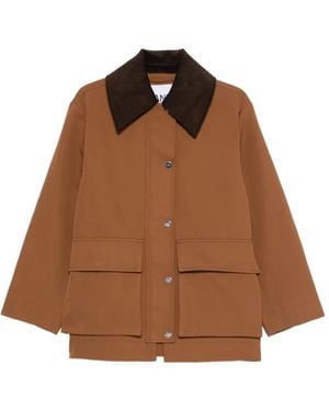 Ganni Corduroy-Collar Pocket Jacket - Brown