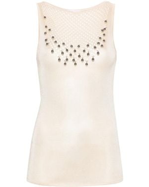 Rabanne Bead-Embellished Knitted Top - Natural