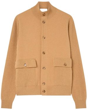 Lardini Button-Up Knitted Jacket - Natural