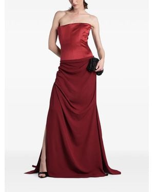 Alex Perry Strapless Draped Maxi Dress - Red
