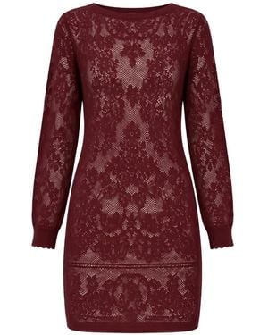Twinset Short Jacquard Knit Dress - Purple