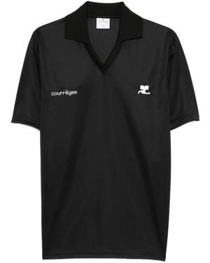 Courreges V-neck cotton T-shirt - Negro