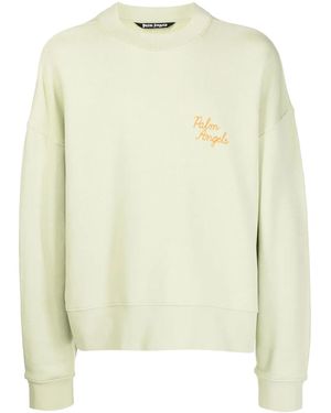 Palm Angels Logo-Embroidered Sweatshirt - Green