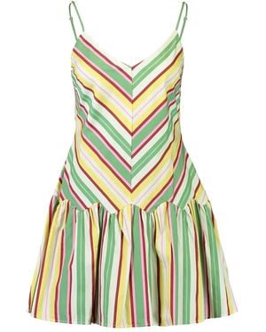 Aston Studio Agatha Striped Ruffled Mini Dress - Green