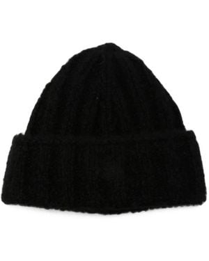 Roberto Collina Bonnet En Maille Côtelée - Black