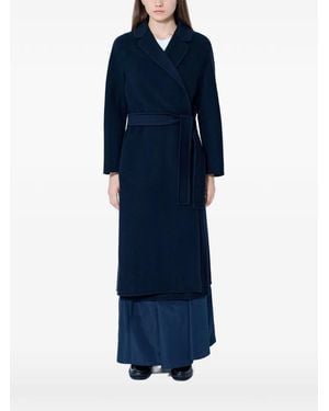 Max Mara Belted Wrap-Around Coat - Blue