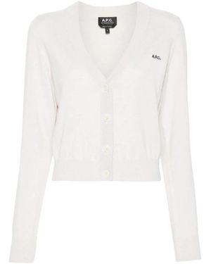 A.P.C. Berenice Logo-Embroidered Cardigan - White