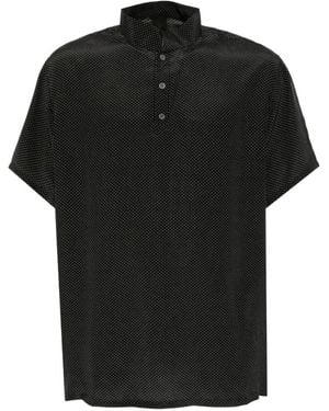Tessitura Polka-Dot Silk Polo-Shirt - Black