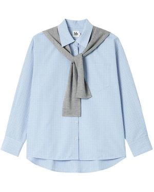 B+ AB Kariertes Hemd Im Layering-Look - Blau