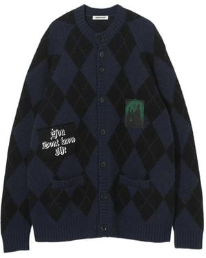 Undercover Diamond-Pattern Cardigan - Blue