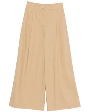 SOLOTRE Pocket Pleated Palazzo Pants - Natural