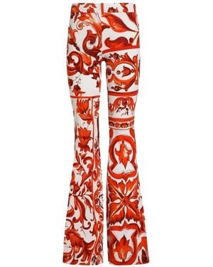 Dolce & Gabbana Majolica-Print Organzine Trousers - Red