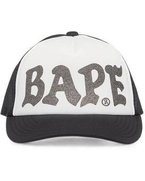 A Bathing Ape Bape Glitter-Print Mesh Cap - Gray