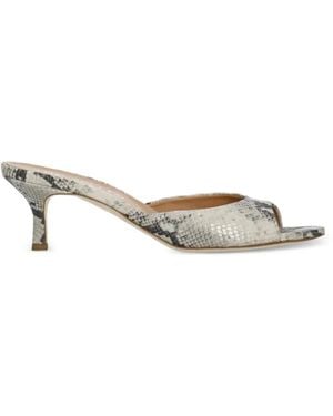 The Seller Snake-Print Almond-Toe Sandals - Metallic