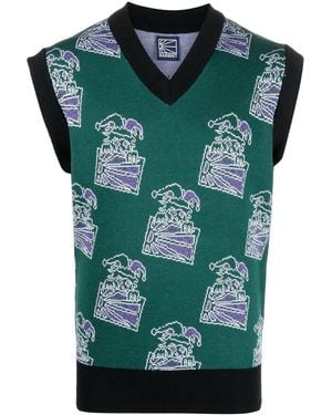 Rassvet (PACCBET) Clown-Intarsia Knitted Vest - Green