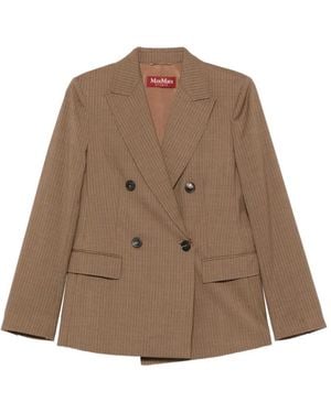 Max Mara Mstumico Pinstripe Double-Breasted Blazer - Brown