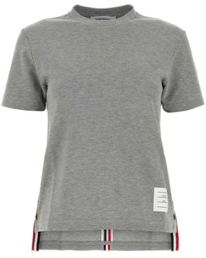 Thom Browne T-Shirt Con Dettaglio A Righe - Grigio