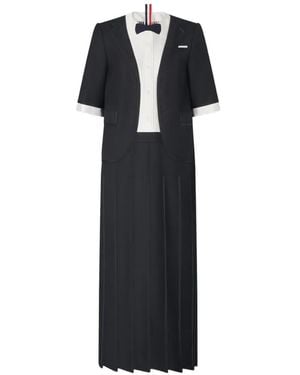 Thom Browne Trompe L'Oeil Twill Midi Dress - Black
