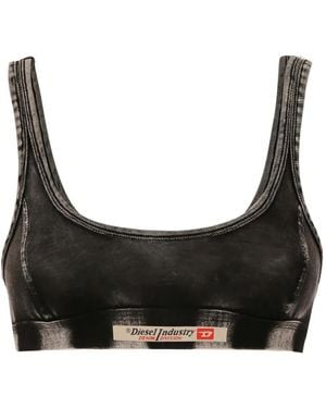DIESEL Denim-Effect Bra - Black