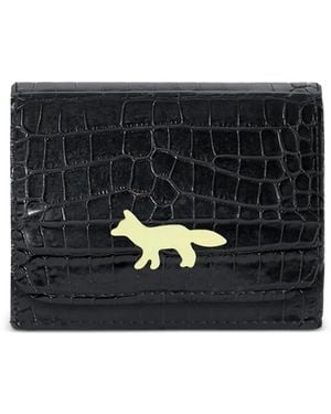 Maison Kitsuné Portefeuille Edie À Effet Peau De Crocodile - Black