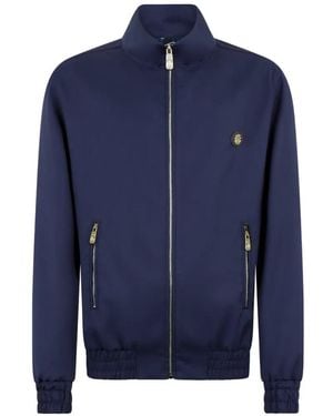Billionaire Zip-Up Badge Wool Jacket - Blue