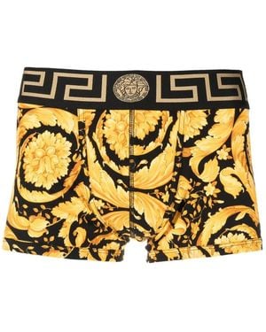 Versace Baroque-Print Cotton Boxer Briefs - Metallic