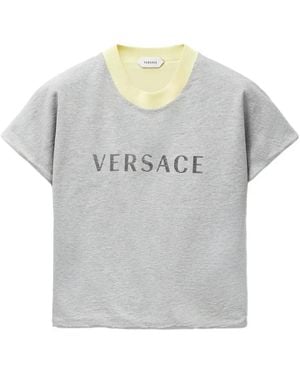 Versace Camiseta Con Efecto A Capas Y Logo - Gris