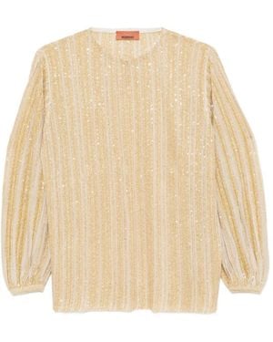 Missoni Striped Keyhole Long-Sleeves - Natural