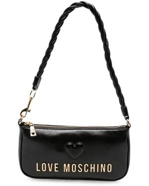 Love Moschino Heart-Patch Logo-Plaque Shoulder Bag - Black