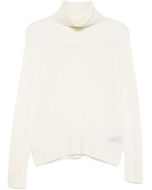 Aragona Roll-Neck Ribbed-Trim Jumper - White