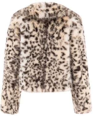 BB COUTURE Leopard-Print Faux-Fur Coat - White