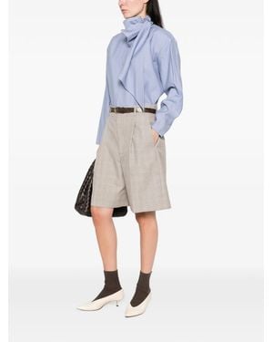 THE M.. Lancaster Pussy-Bow Crinkled-Finish Blouse - Blue