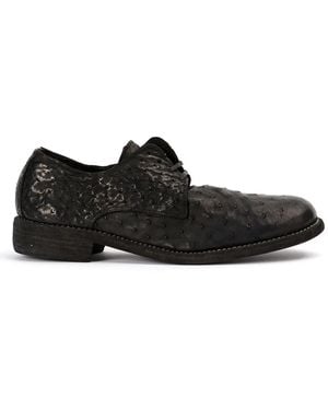 Guidi Textured Derby Shoes - Black
