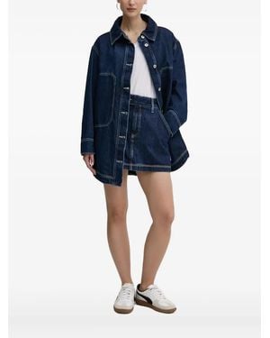 HUGO Embroidered-Logo Denim Shirt - Blue