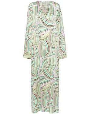 Bambah Geometric Striped Kaftan - Green