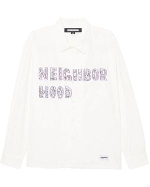 Neighborhood Logo-Embroidered Shirt - White