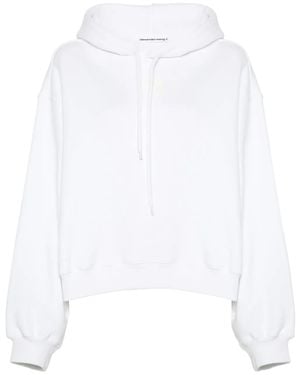 Alexander Wang Logo-Print Cotton Hoodie - White