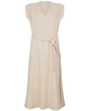 Slowear V-Neck Tie Dress - White
