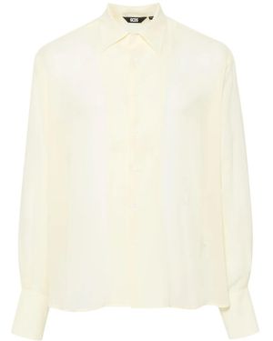 Gcds Logo-Embroidered Georgette Shirt - Natural
