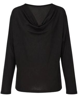 Club21 Collection Cowl-Neck Long-Sleeve Blouse - Black