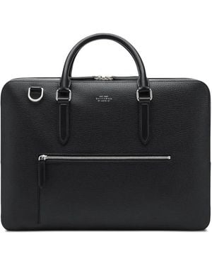 Smythson Large Ludlow-Leather Zip-Front Briefcase - Black