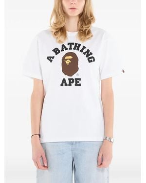 A Bathing Ape College Logo-Print T-Shirt - White