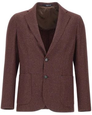 Barba Napoli Easy J Mono Houndstooth Blazer - Brown