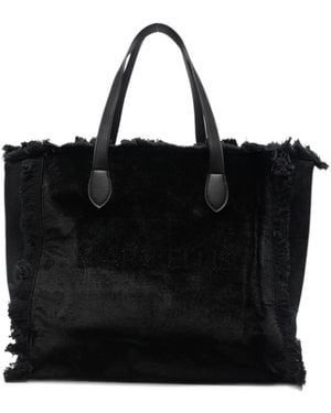 Marc Ellis L Buby Chenille Frayed-Edge Shoulder Bag - Black