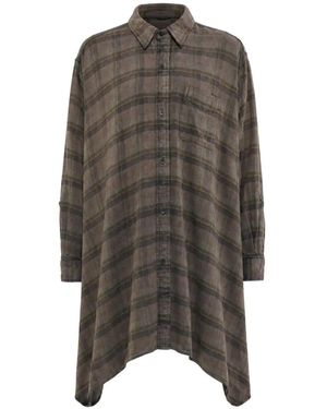 R13 Plaid Draped Shirt - Grey