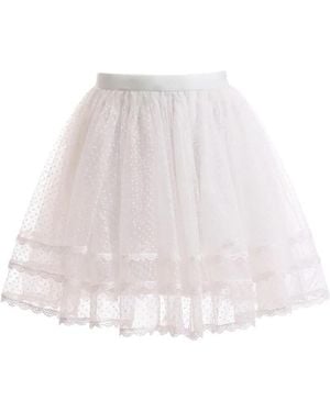 Gemy Maalouf Point D'Esprit Tiered Skirt - White