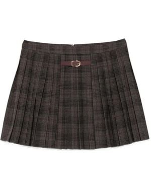 Sandro Checked Pleated Mini Skirt - Black