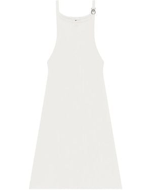 Courreges Buckle-Detail Ribbed Dress - White